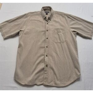 VTG Three Rivers men's tan short sleeve button up pocket shirt‎ LG 100% Cotton